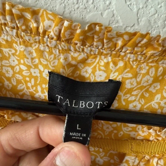 Talbots Yellow Floral Women's Top Large - Picture 4 of 9